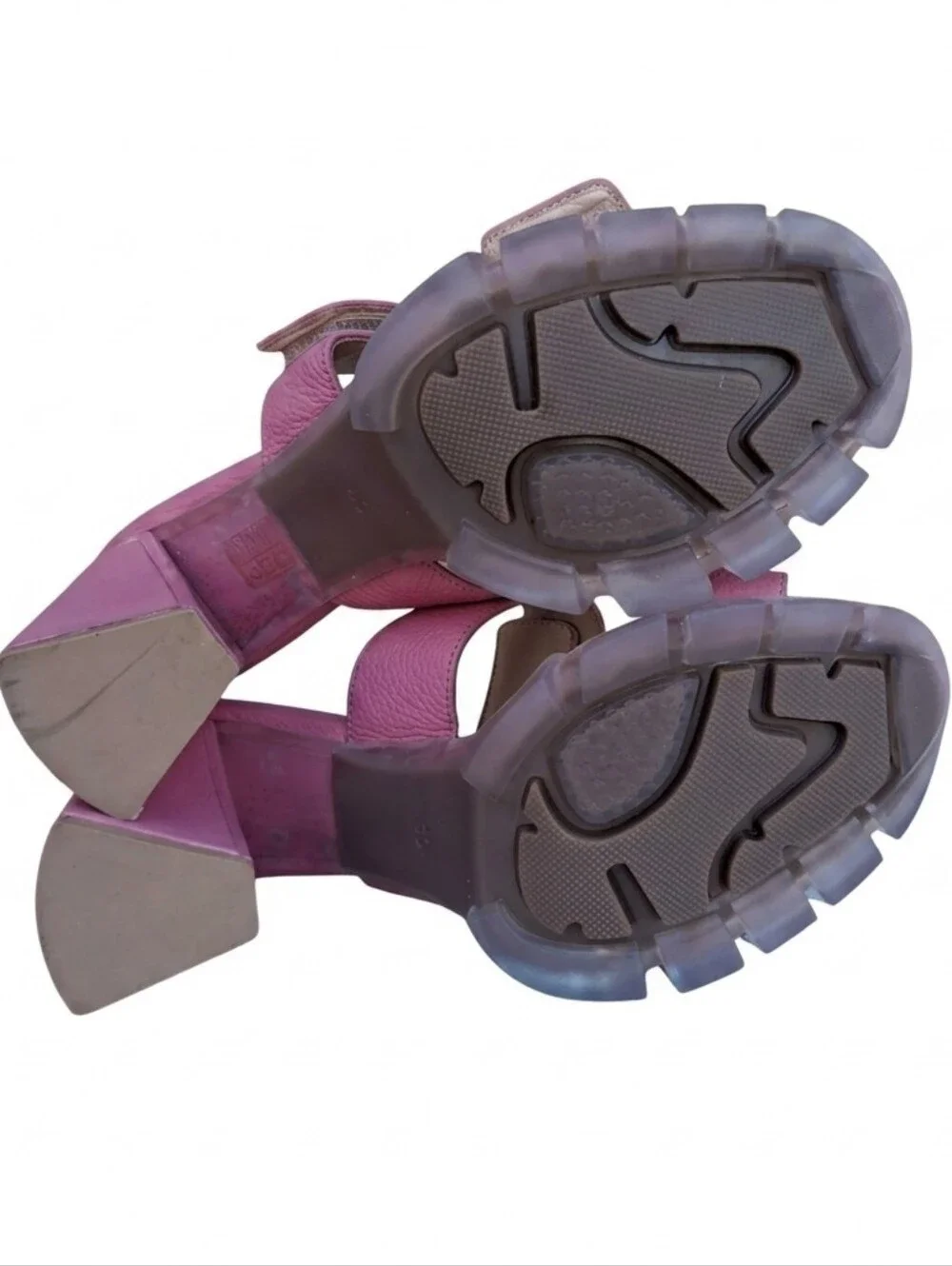 THEO Dusty Rose Chunky Platform Block Heel Slide Sandals Sz. 40/9 Barbie